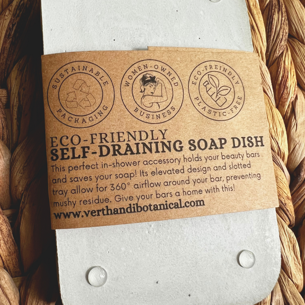 BohoNordic Hygge Concrete Soap Tray, bottom view with label
