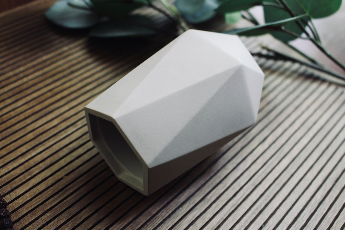 Diamond Vase styled on a shelf