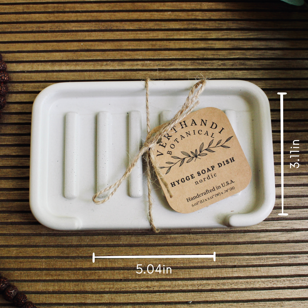 Nordic Hygge Concrete Soap Tray, top view with measurements