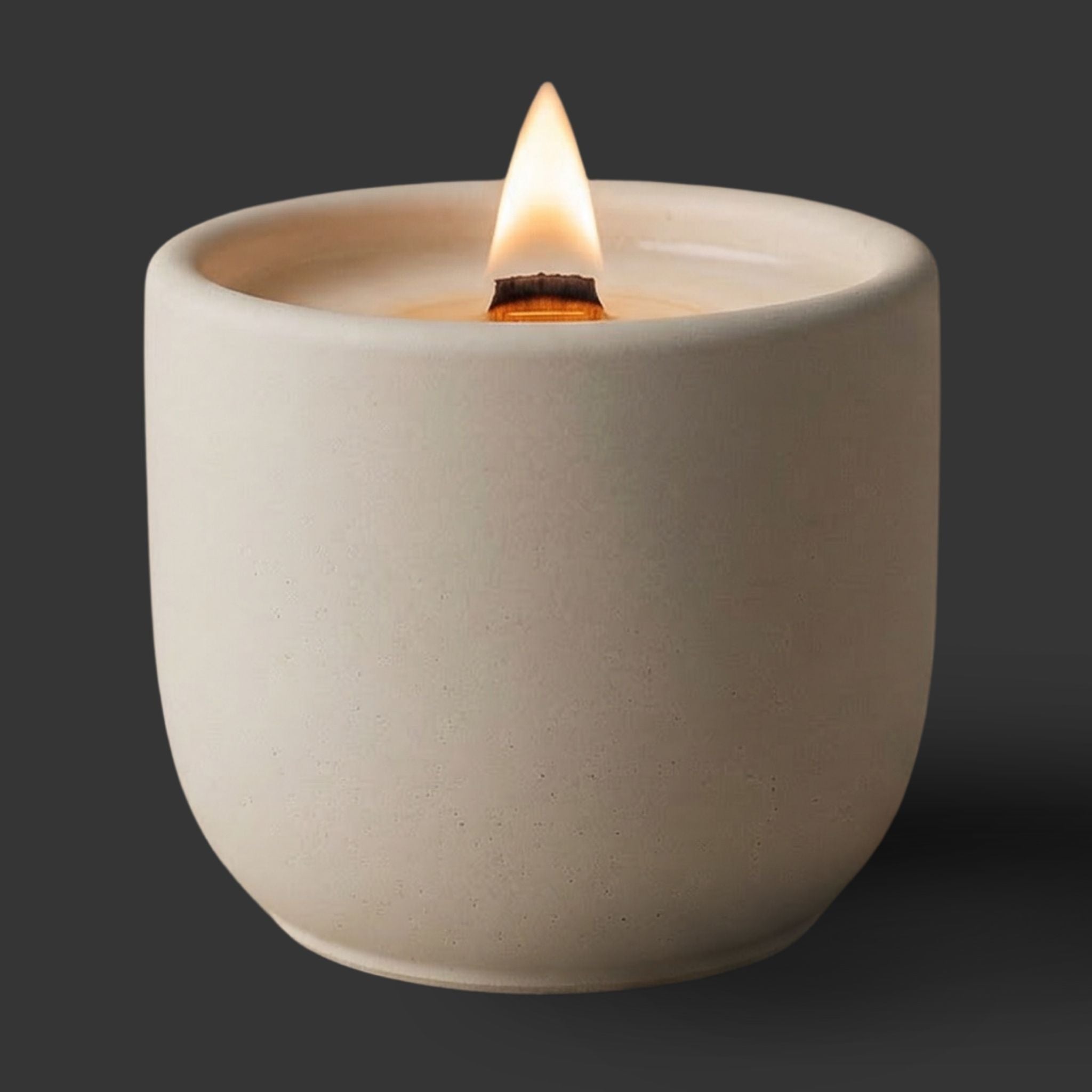 boho pumpkin coconut soy wax scented candle with crackling wood wick in concrete jar