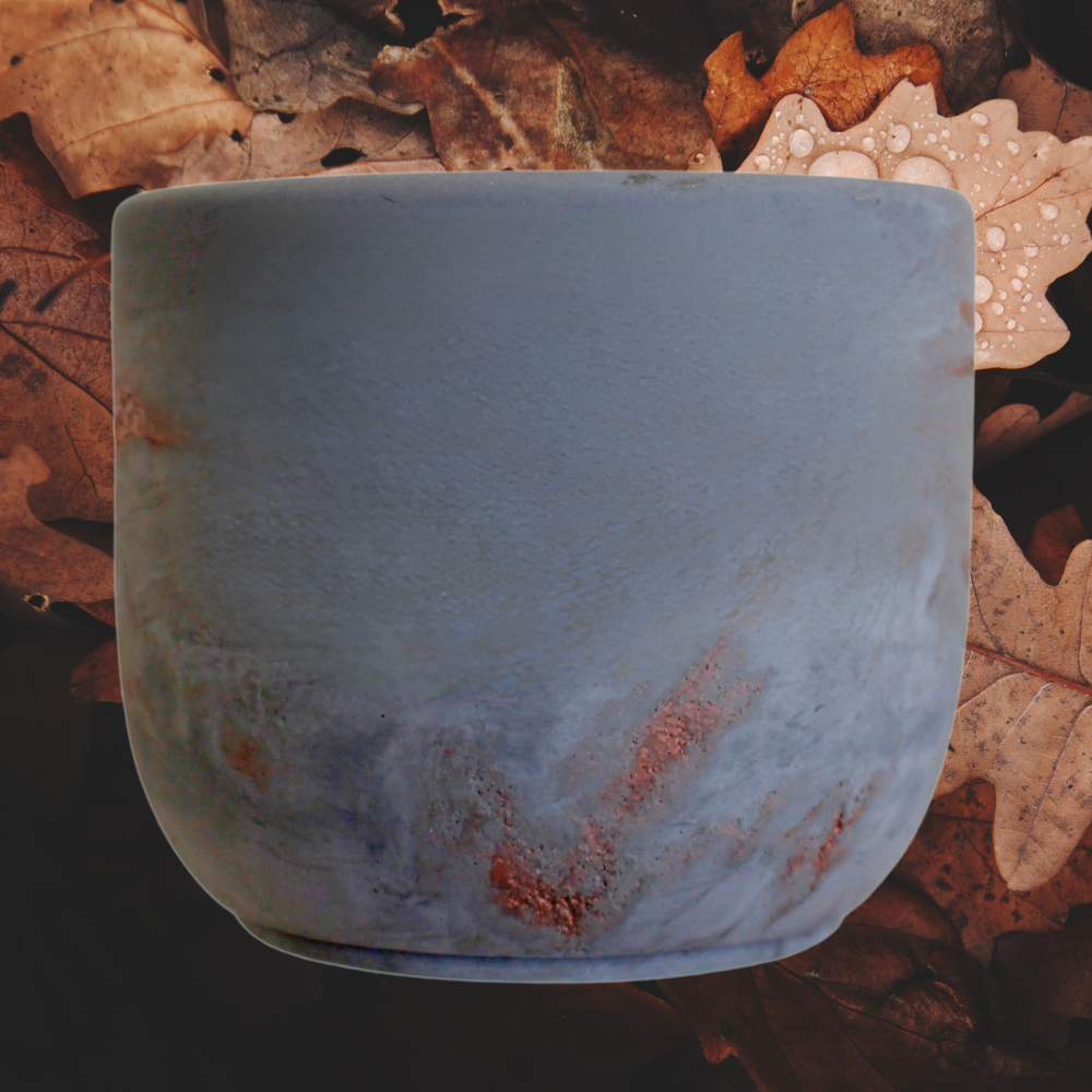 boho pumpkin coconut soy wax scented candle with crackling wood wick in concrete jar, tinted jar