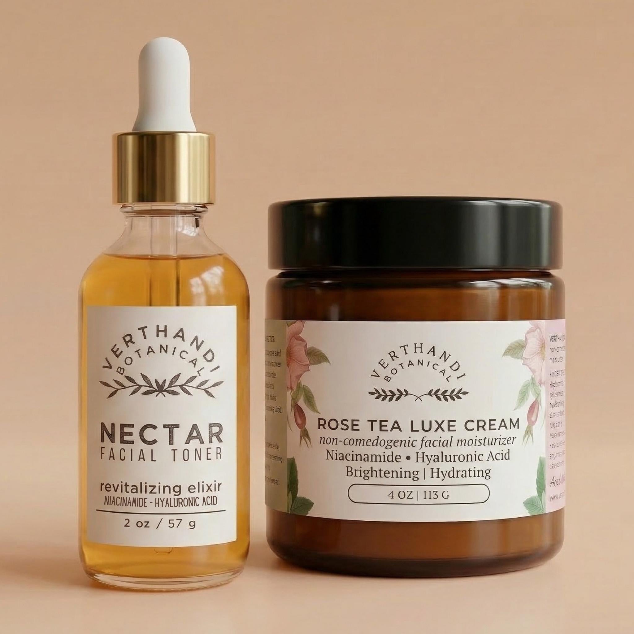 rose tea luxe cream facial hydrating moisturizer and nectar revitalizing elixir hydrating serum all natural