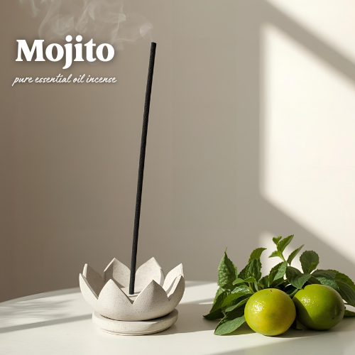 The Good Smoke botanical charcoal incense stick burning in a holder
