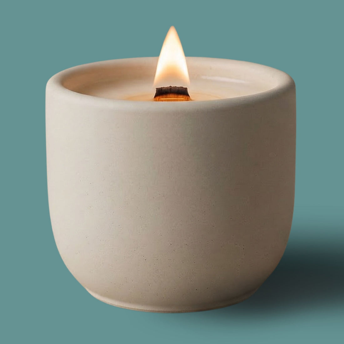 Coconut and Bamboo scented Coconut Wax Candle with wood wick in concrete jar COCONUT, PINEAPPLE, BAMBOO, SCENTED CANCLE