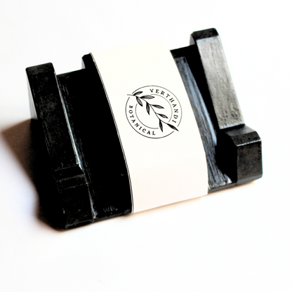 Crow Zen Concrete Soap Tray, Front View, with label