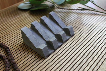 Crow Zen Concrete Soap Tray, Side View