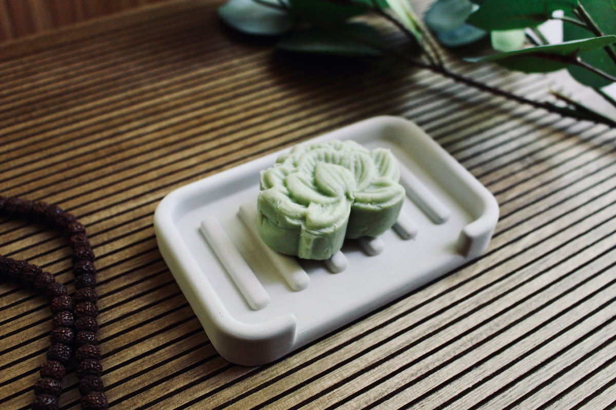 Rosemary + Mint Shampoo Bar, close-up lathered