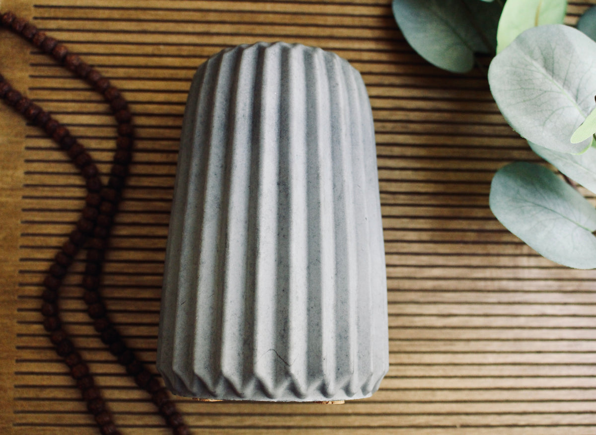 Vertical Stripe Vase, close-up of the ribbed texture