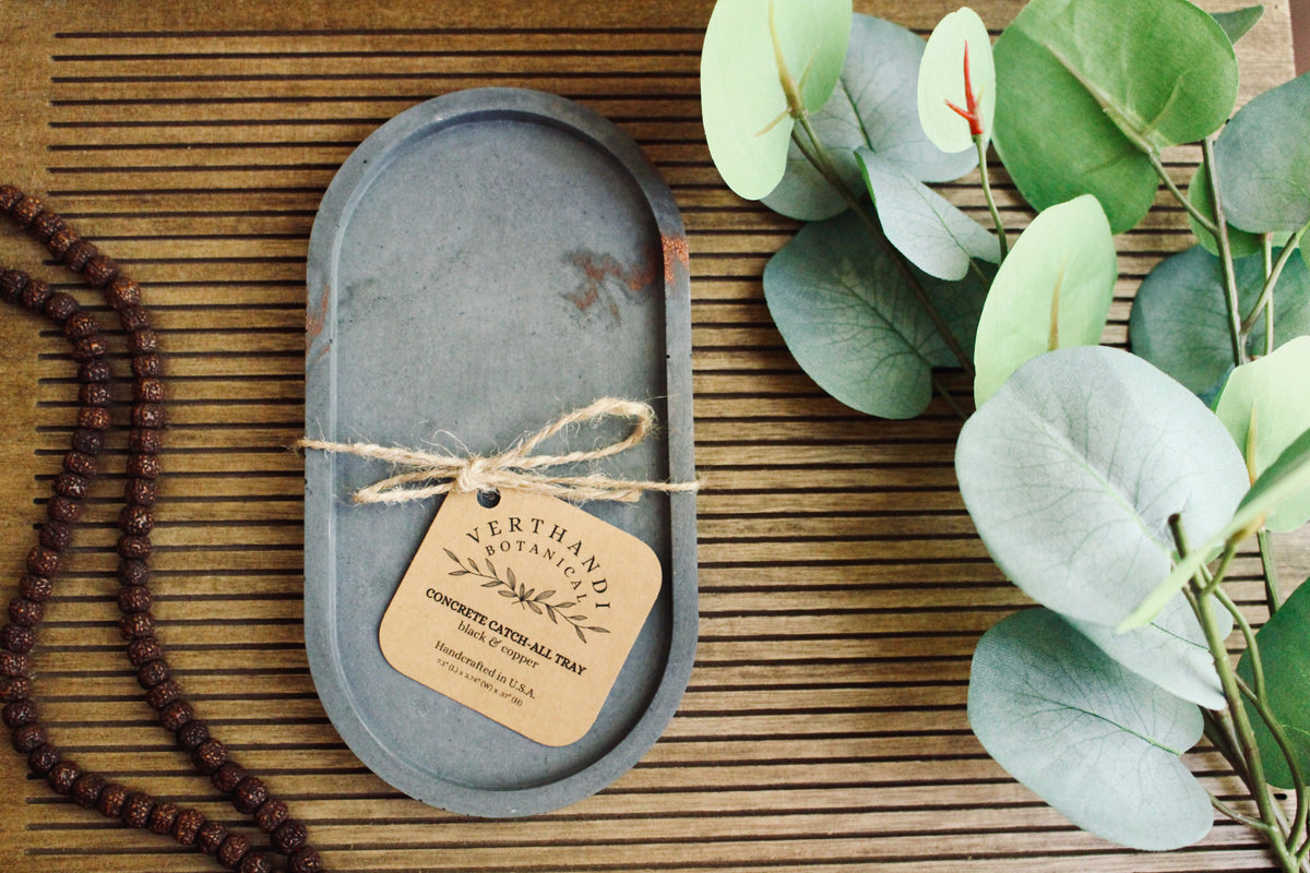 Concrete Oval Tray in Cream &amp; Copper