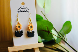 BLACK CATS AND SUNFLOWERS DANGLE