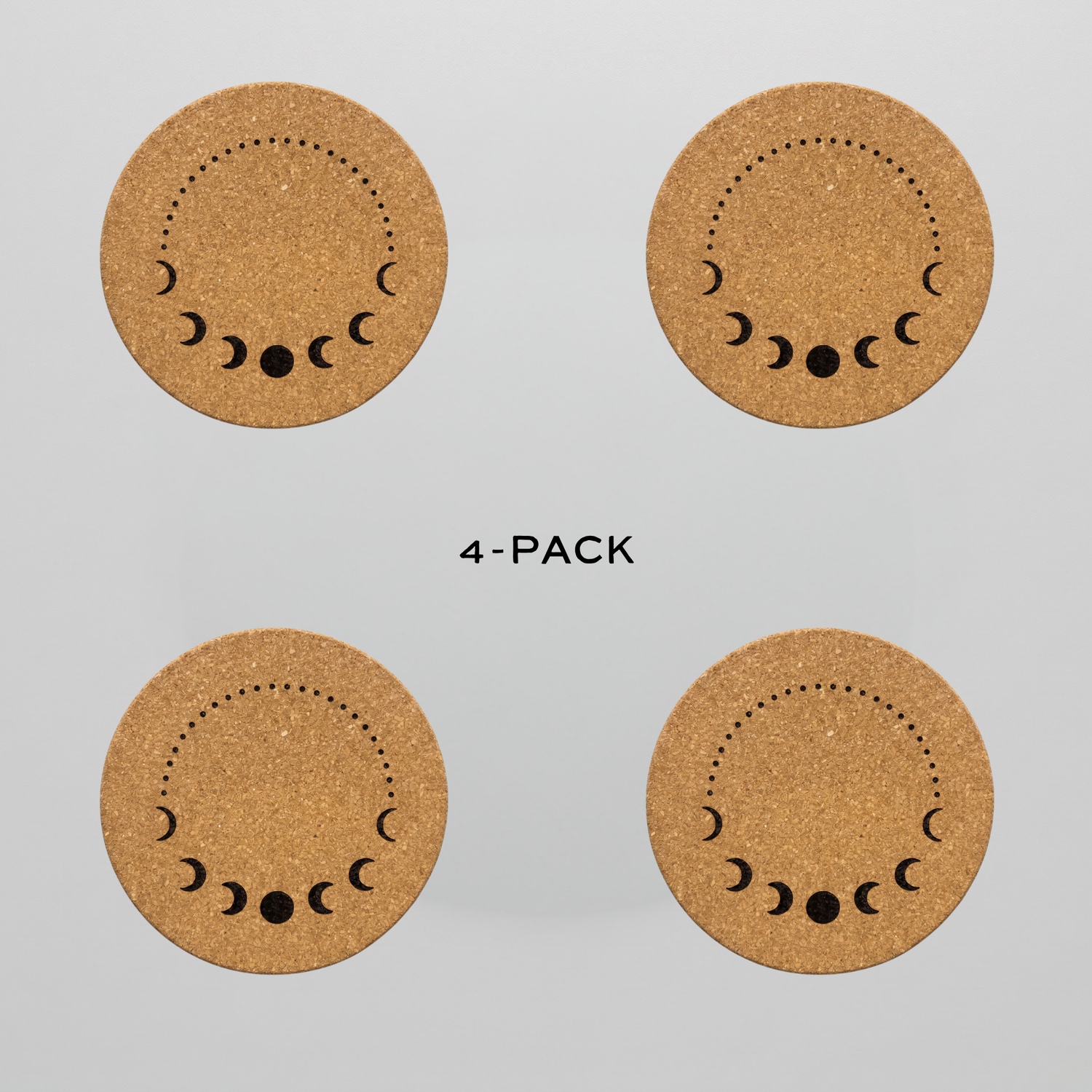 Moon Phase Cork Coasters 4-pack