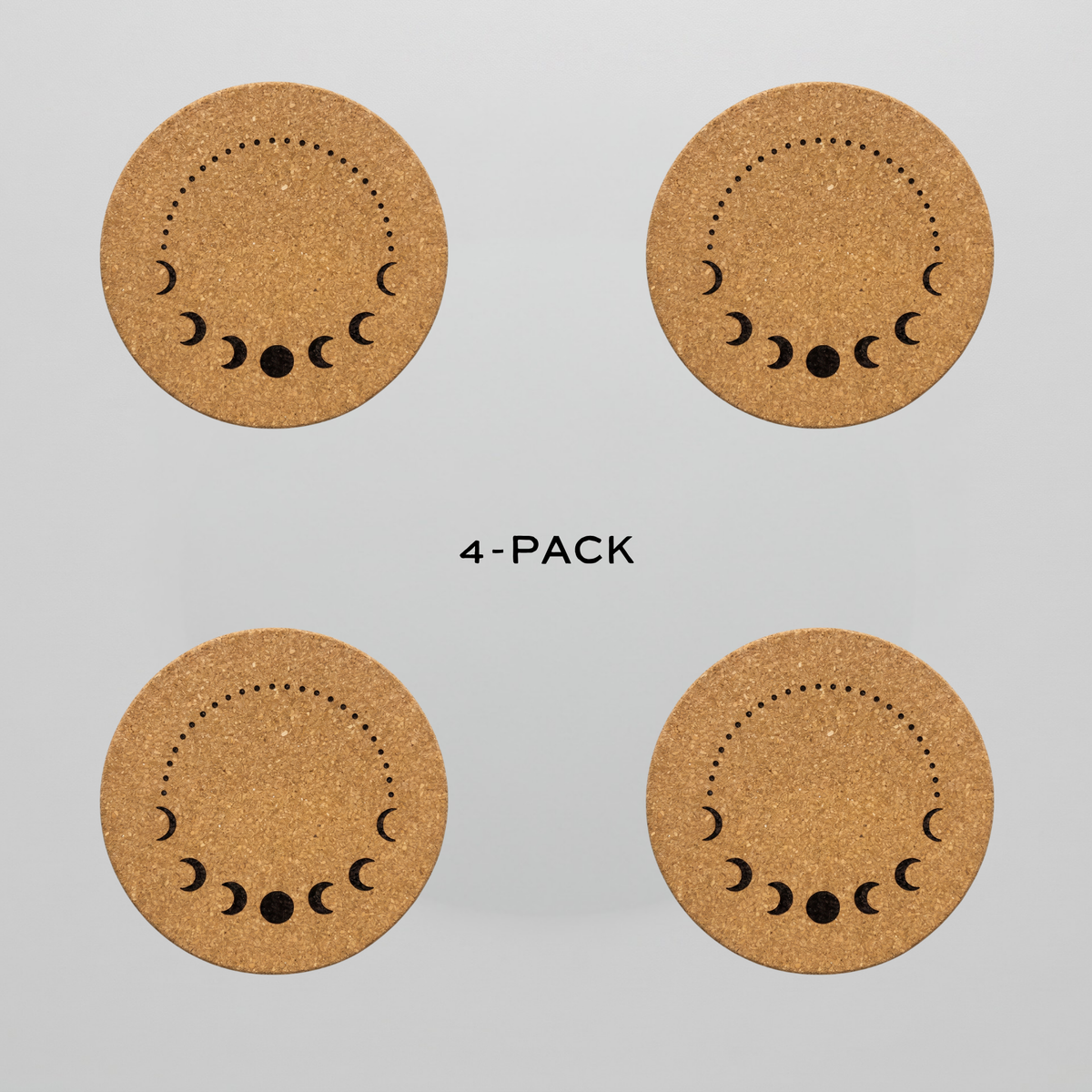 Moon Phase Cork Coasters 4-pack