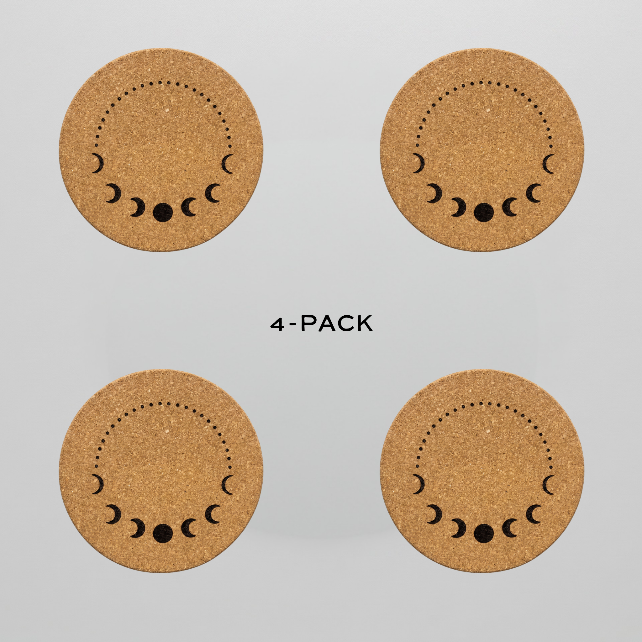 Moon Phase Cork Coasters 4-pack
