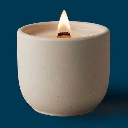 Mystic scented candle with a crackling wood wick in a concrete jar  