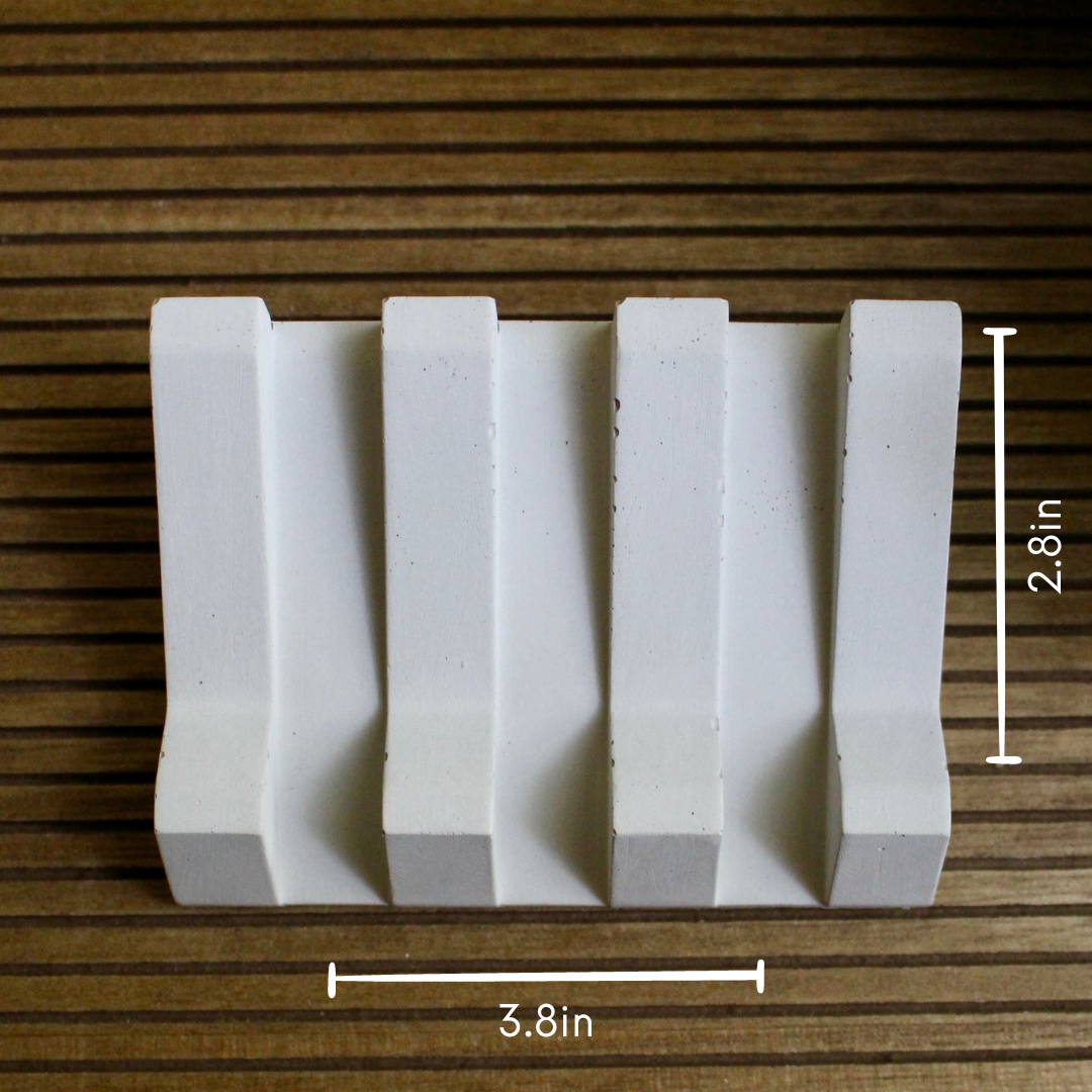 Nordic  Zen Concrete Soap Tray, top View, with measurements