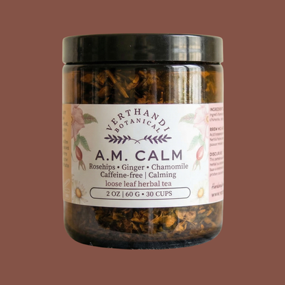 a.m. calm loose leaf tea for calming anxiety  by verthandi botanical
