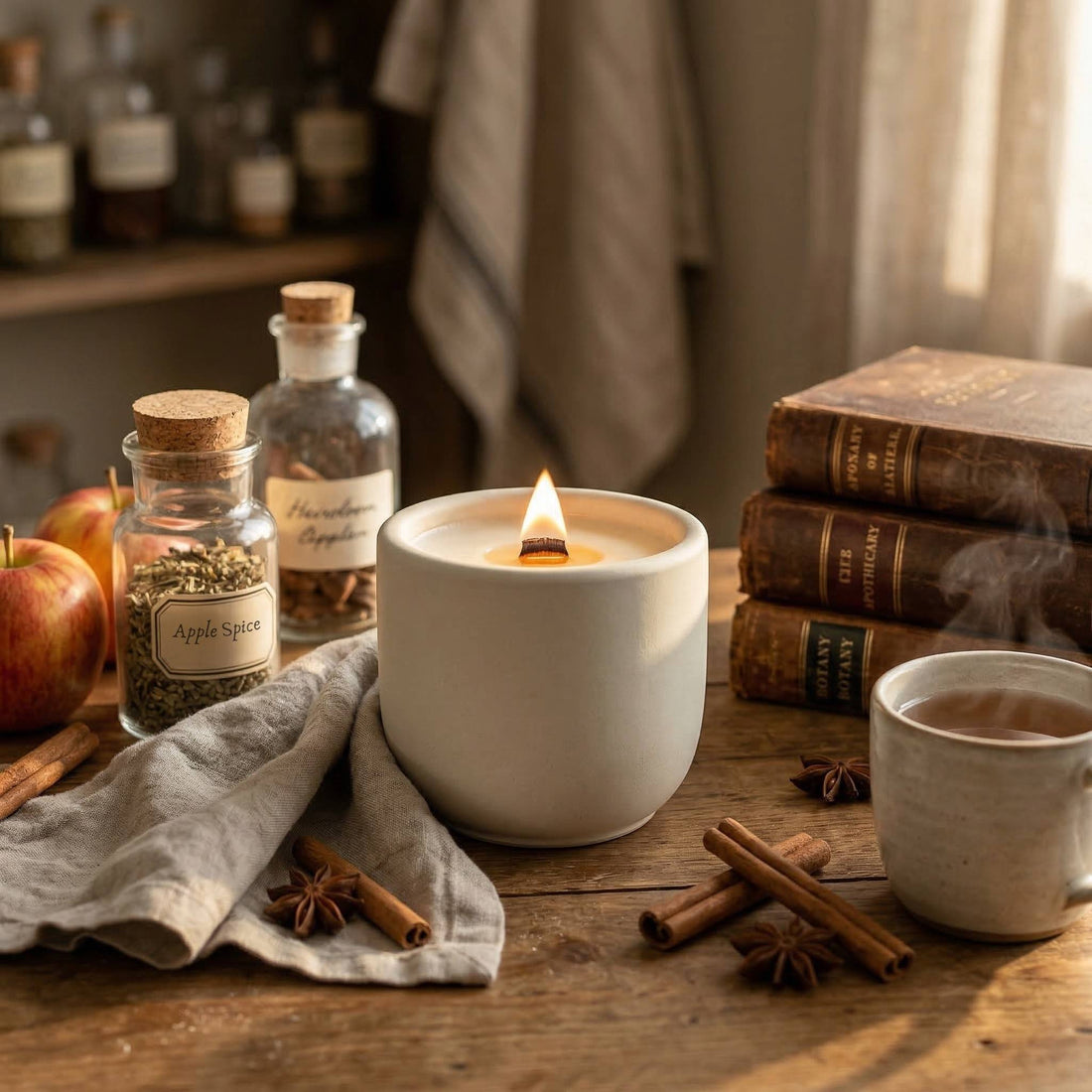 apple orchard scented candle apple cinnamon scented candle lifestyle shot