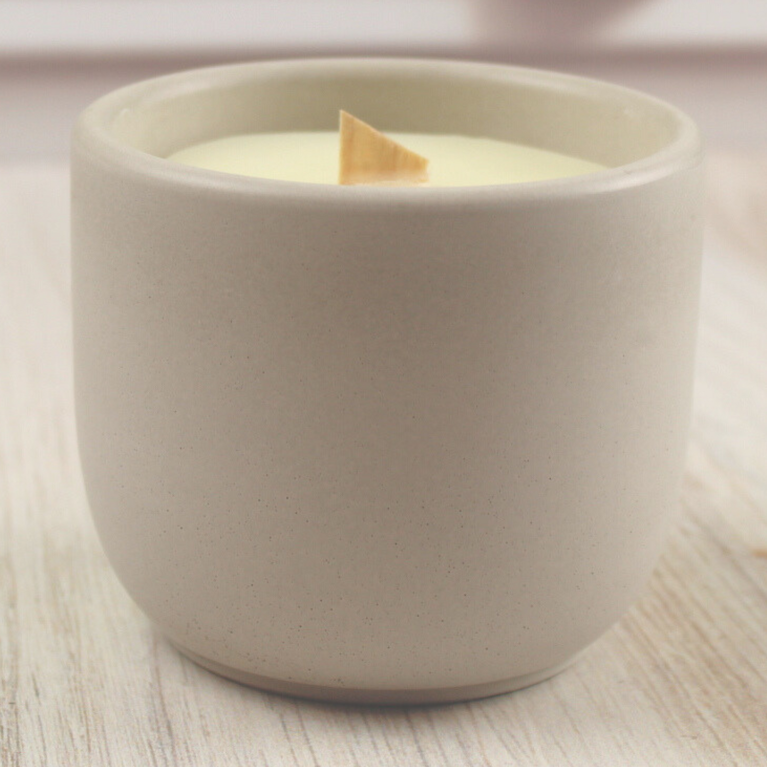 concrete jar with coconut wax candle refill with crackling wood wick