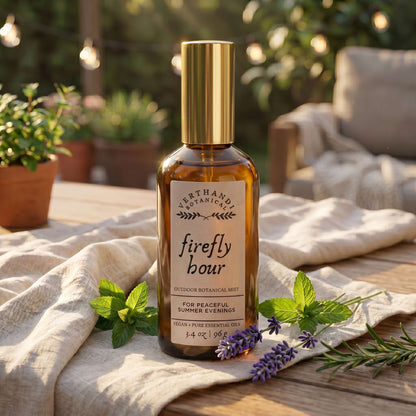 Firefly Hour Outdoor Mist by Verthandi Botanical imade with pure essential oils lifestyle shot