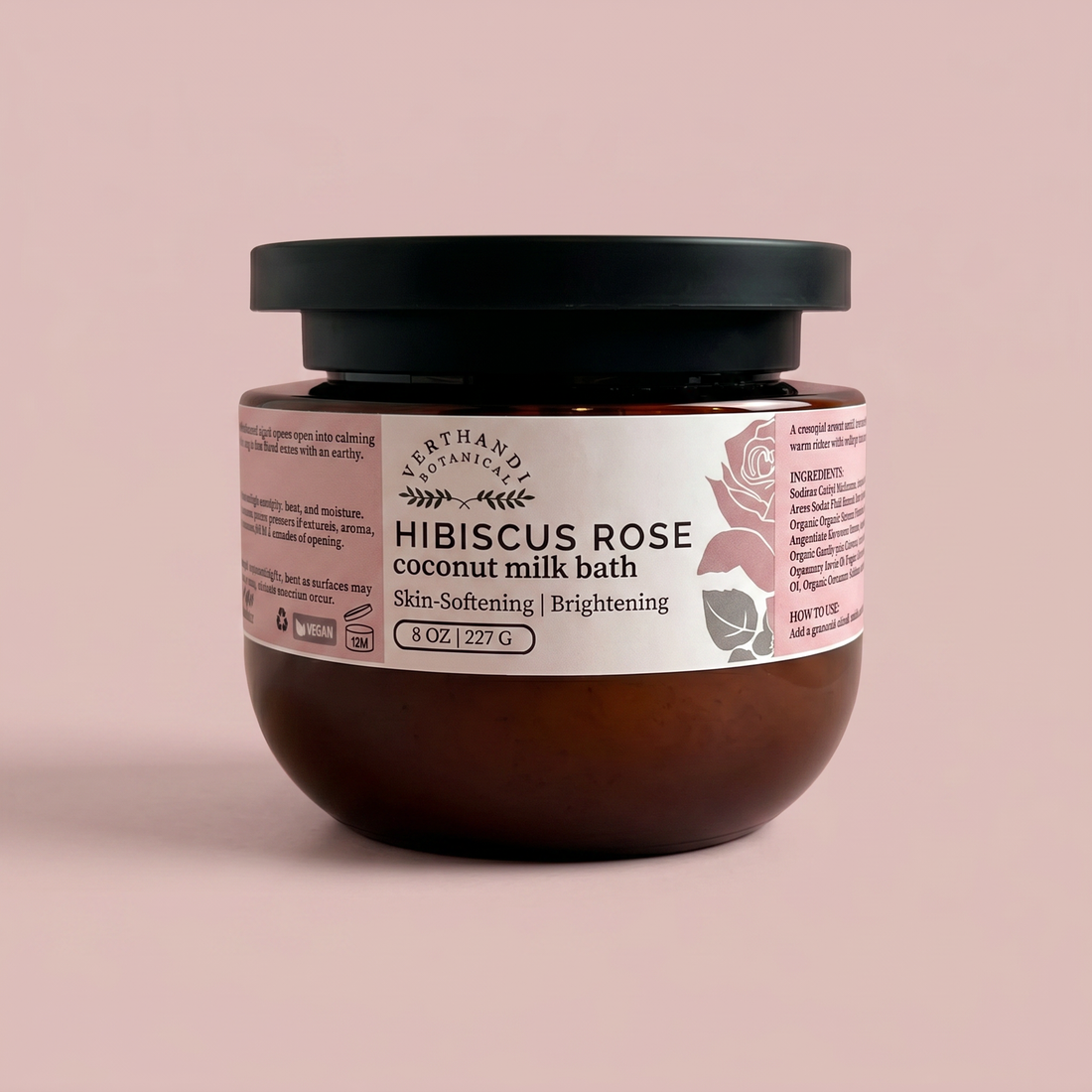 Hibiscus Rose Foaming Coconut Milk Bath with sweet orange, grapefruit, and jasmine by Verthandi Botanical