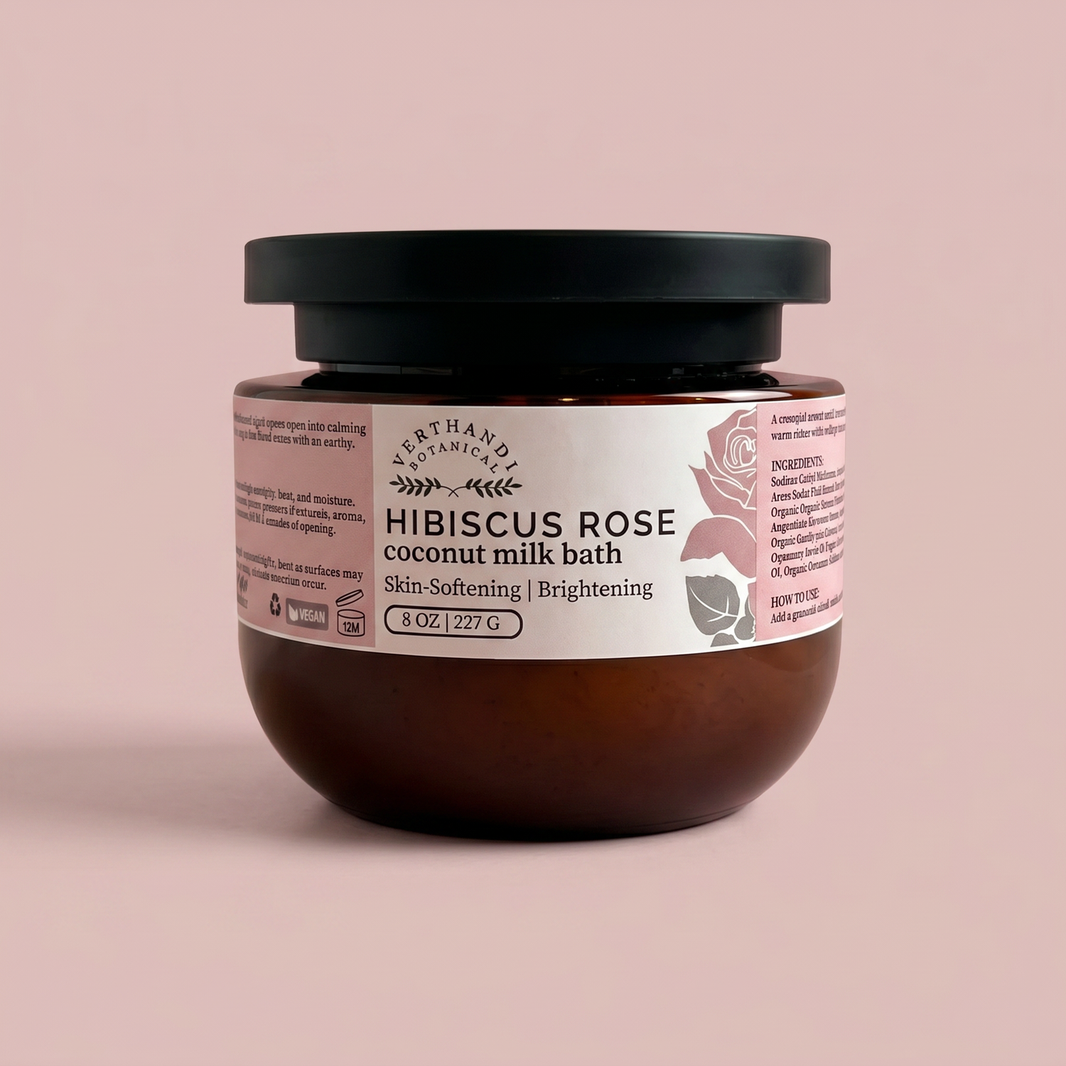 Hibiscus Rose Foaming Coconut Milk Bath with sweet orange, grapefruit, and jasmine by Verthandi Botanical