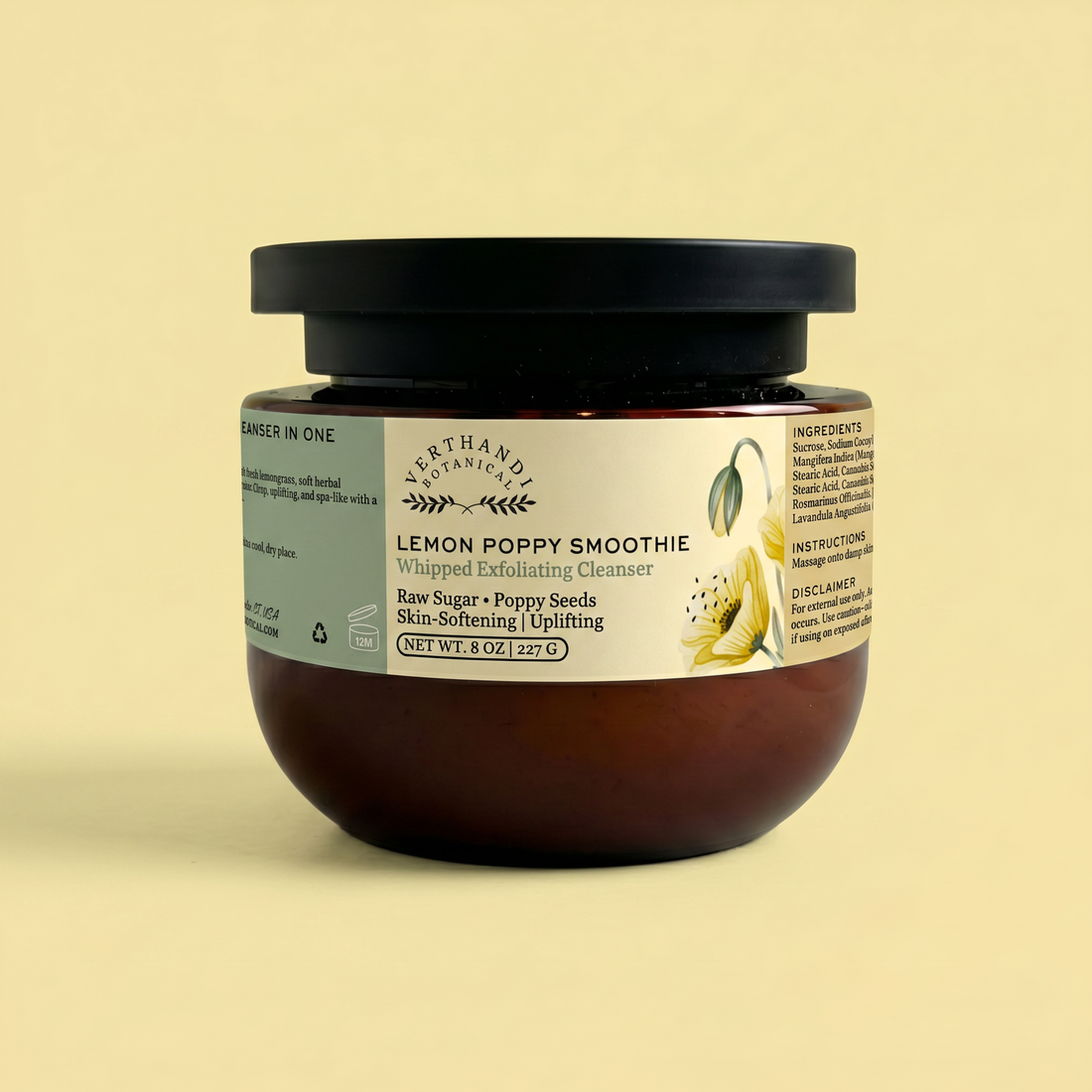 Lemon Poppy Sugar Scrub by Verthandi Botanical is a  Whipped exfoliating cleanser