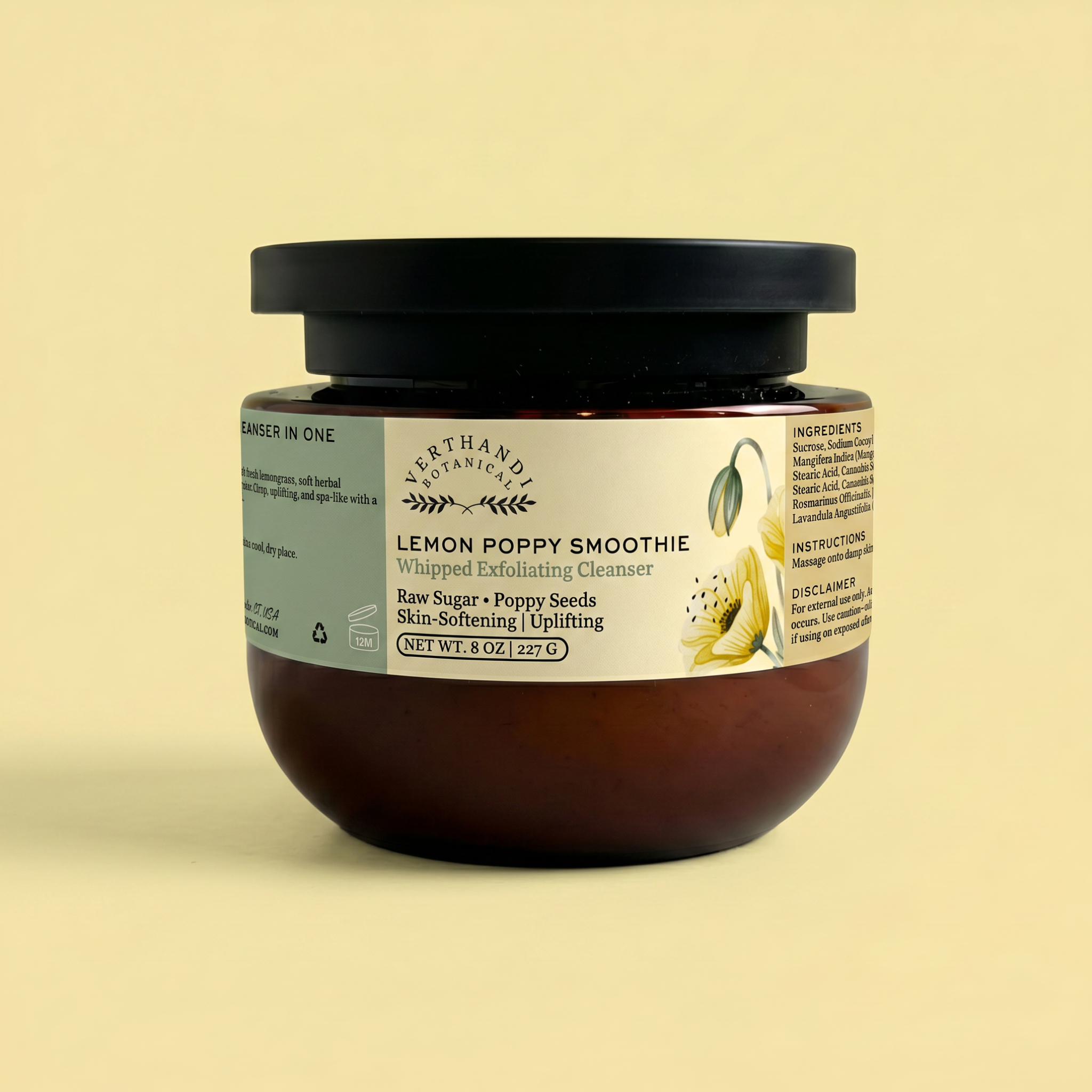 Lemon Poppy Sugar Scrub by Verthandi Botanical is a  Whipped exfoliating cleanser