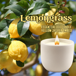 Load image into Gallery viewer, LEMONGRASS - YELLOW JASPER CRYSTAL - ESSENTIAL OIL CANDLE
