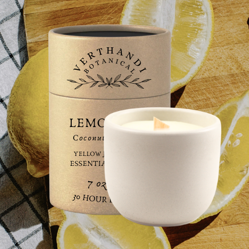 LEMONGRASS - YELLOW JASPER CRYSTAL - ESSENTIAL OIL CANDLE