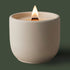 merry and bright scented candle with crackling wood wick in concrete jar, rosemary and sage scented candle