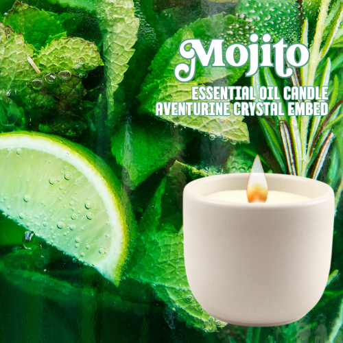MOJITO - AVENTURINE CRYSTAL - ESSENTIAL OIL CANDLE