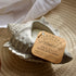 sea salt scented candle in concrete conch shell with cotton wick and coconut wax