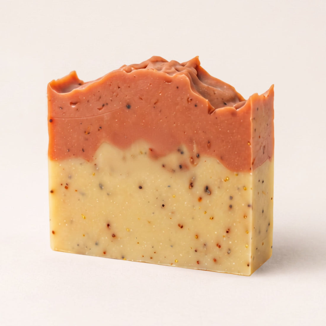 Orange Patchouli essential oil scented natural soap, front view