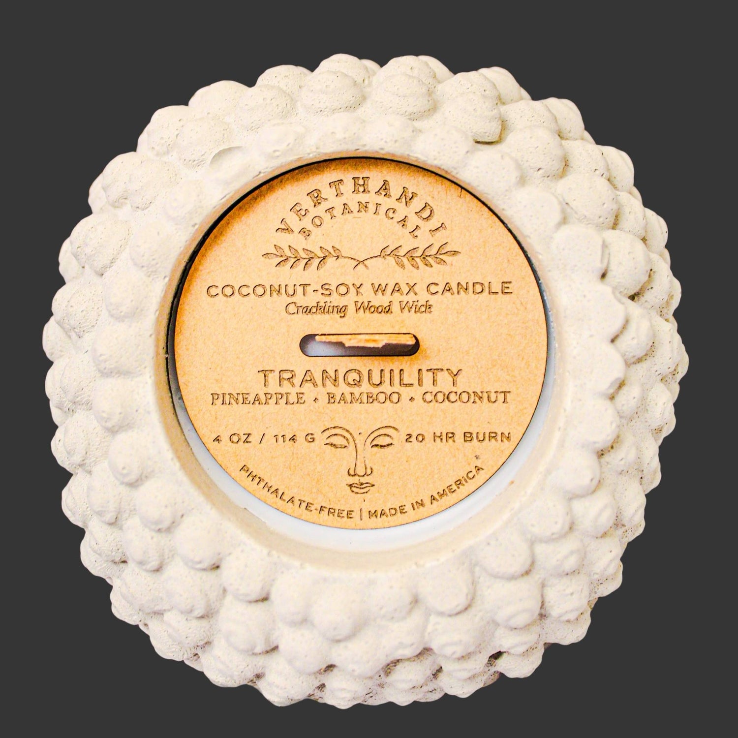 tranquility buddha scented candle verthandi botanical pineapple coconut scented candle