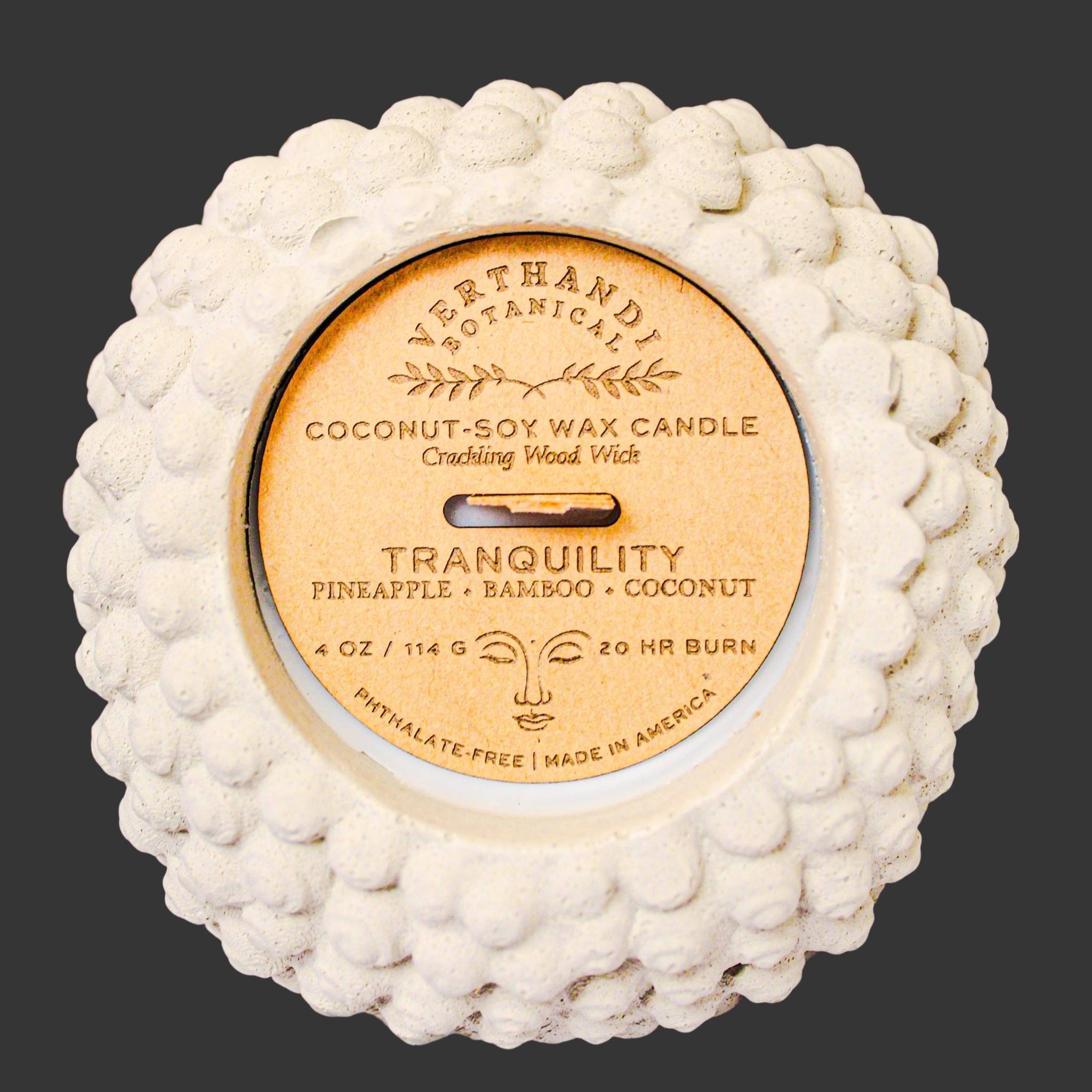 tranquility buddha scented candle verthandi botanical pineapple coconut scented candle