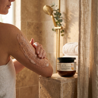 Vanilla Latte Smoothie whipped exfoliating cleanser by Verthandi Botanical for smoothing rough, bumpy skin
