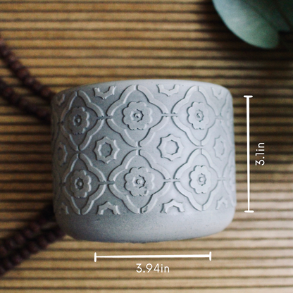 VINTAGE FLOWER CONCRETE EMPTY &amp; REFILLABLE CANDLE VESSEL