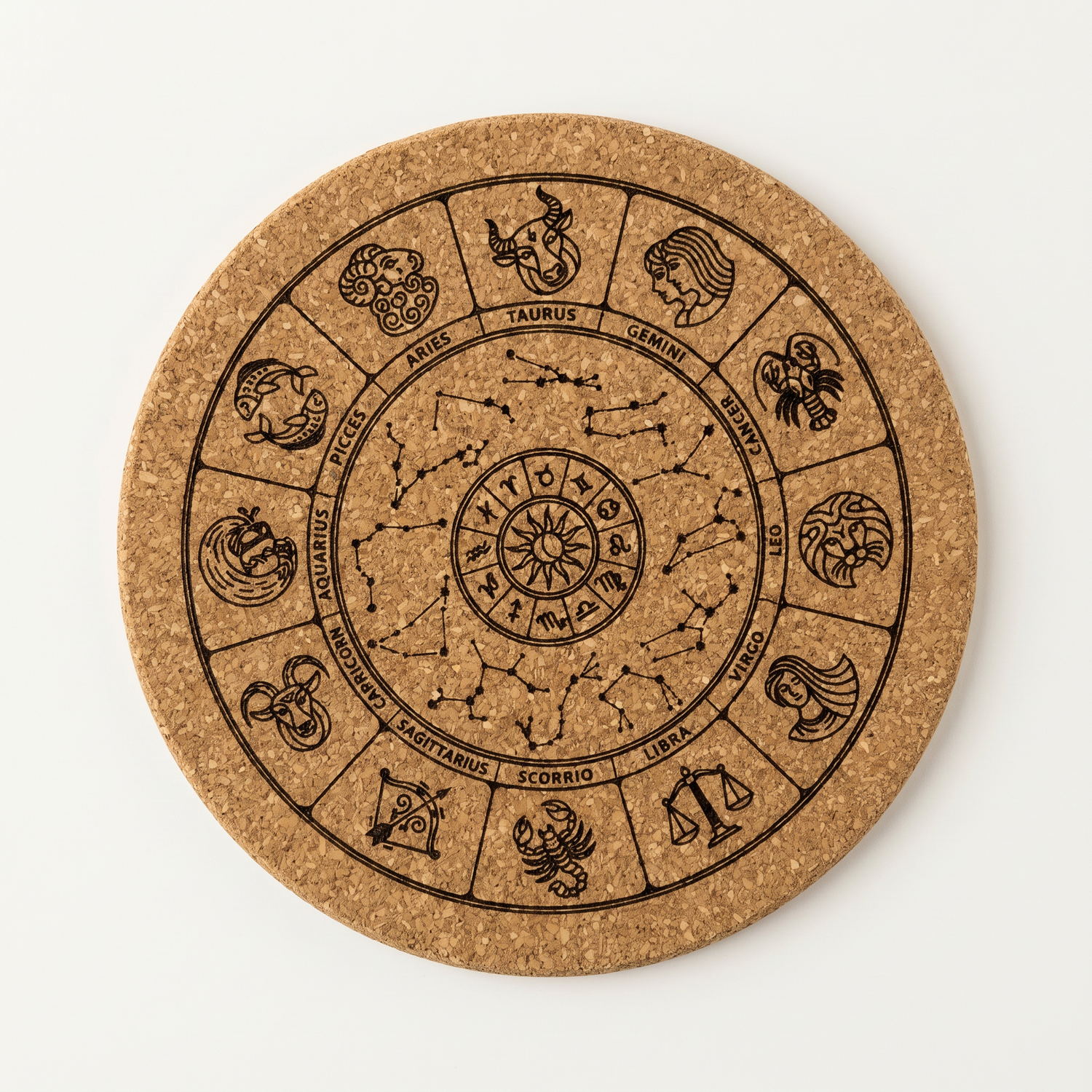 Zodiac Natural Cork Coaster by Verthandi Botanical