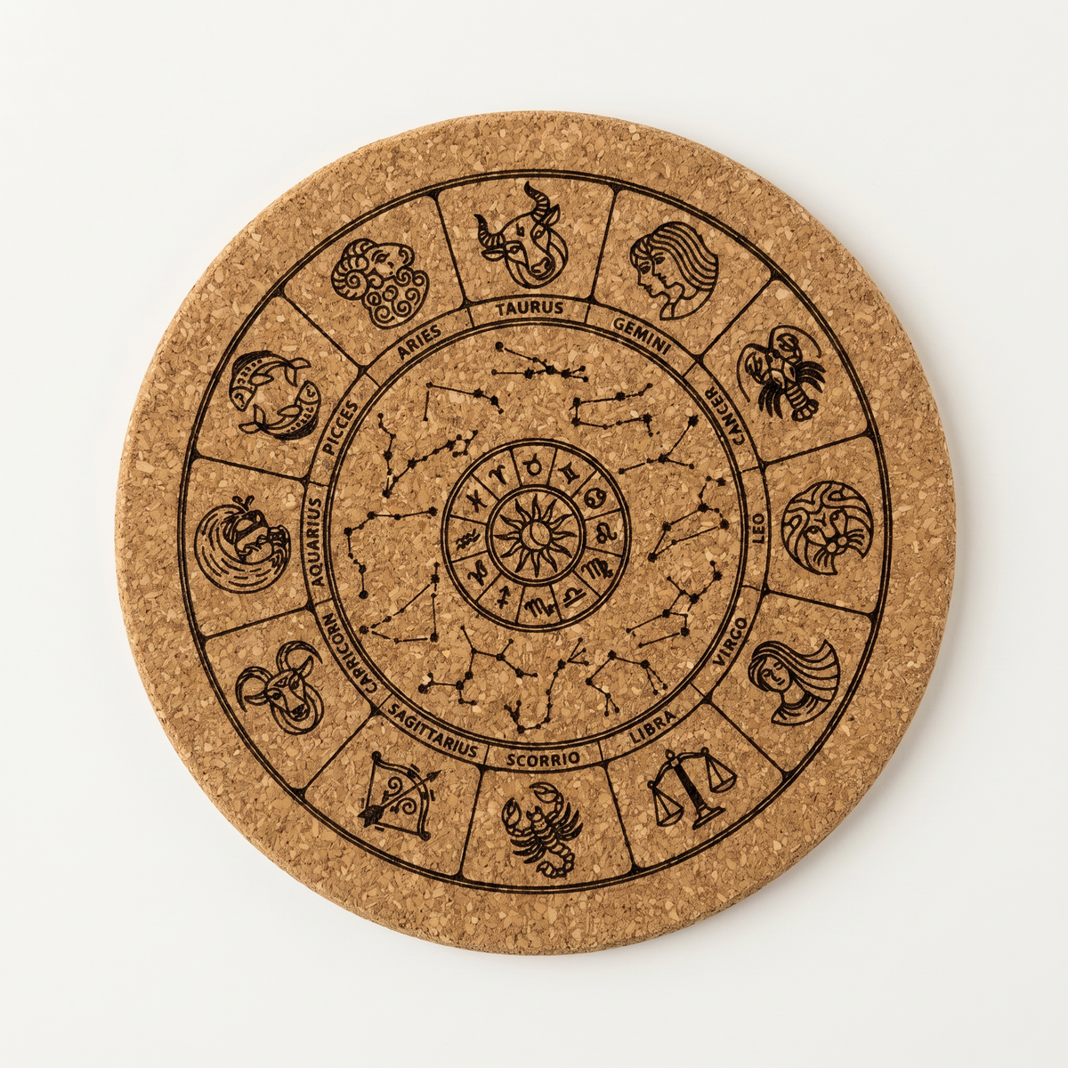 Zodiac Natural Cork Coaster by Verthandi Botanical