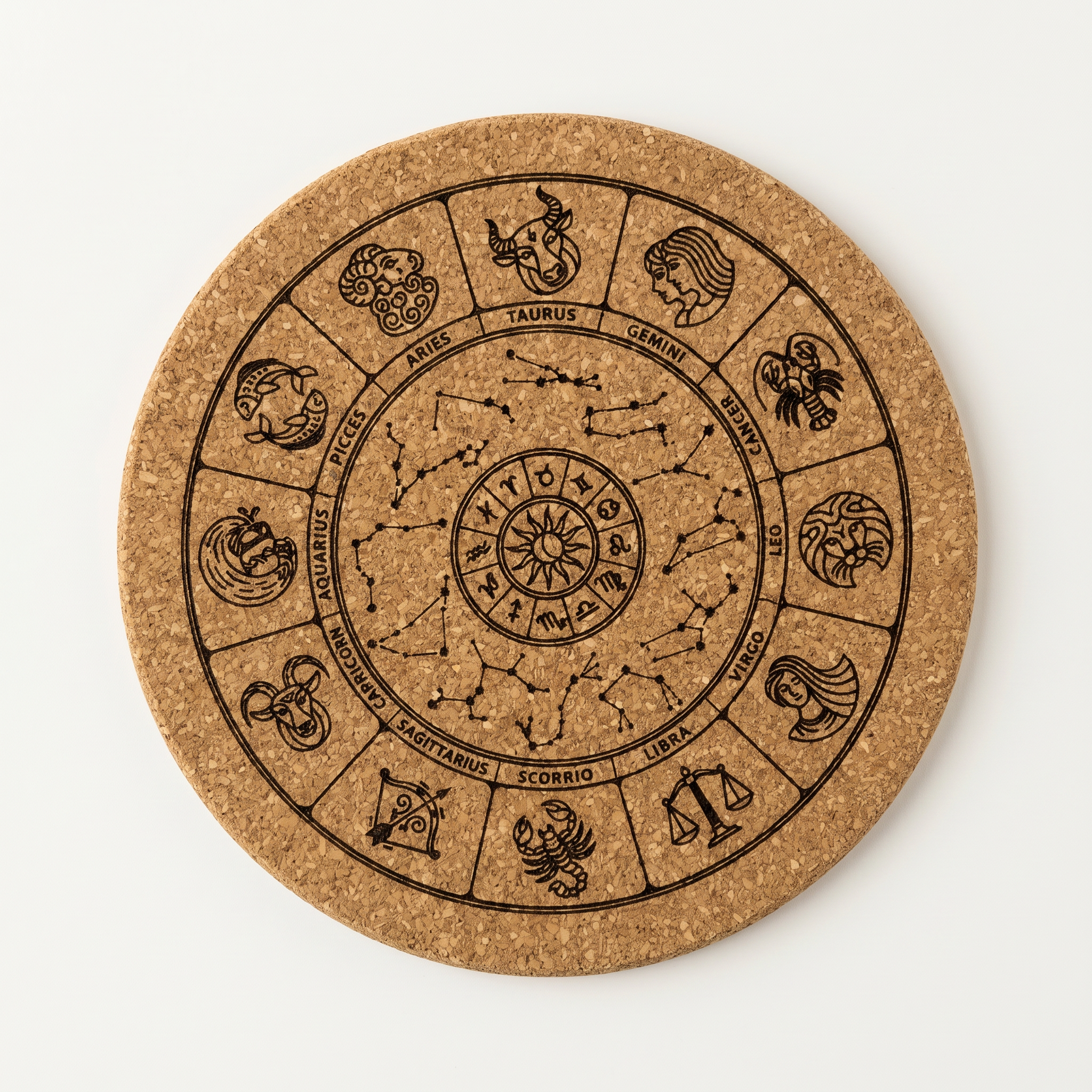 Zodiac Natural Cork Coaster by Verthandi Botanical