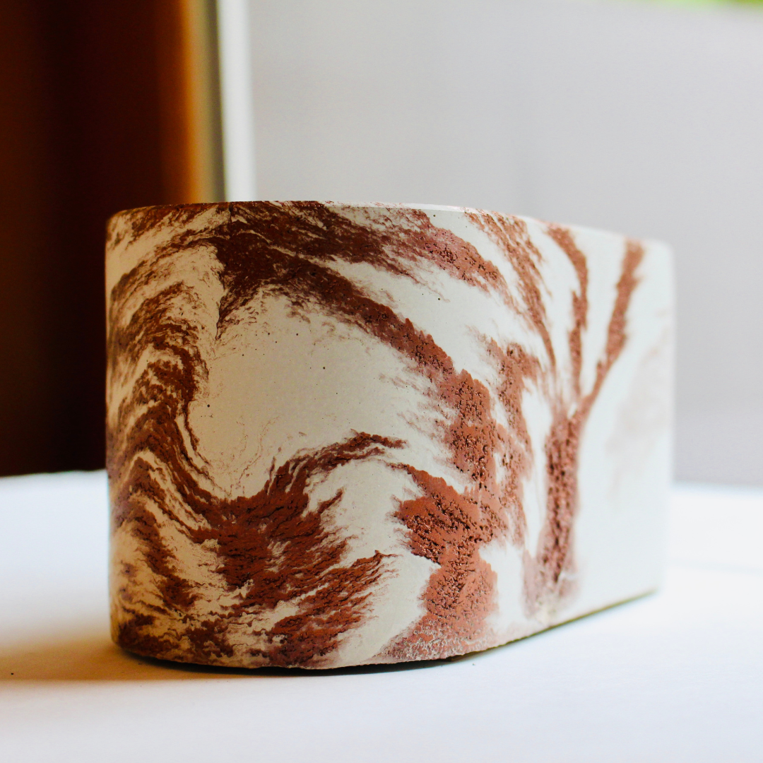 Concrete Oval Planter by Verthandi Botanical, front view